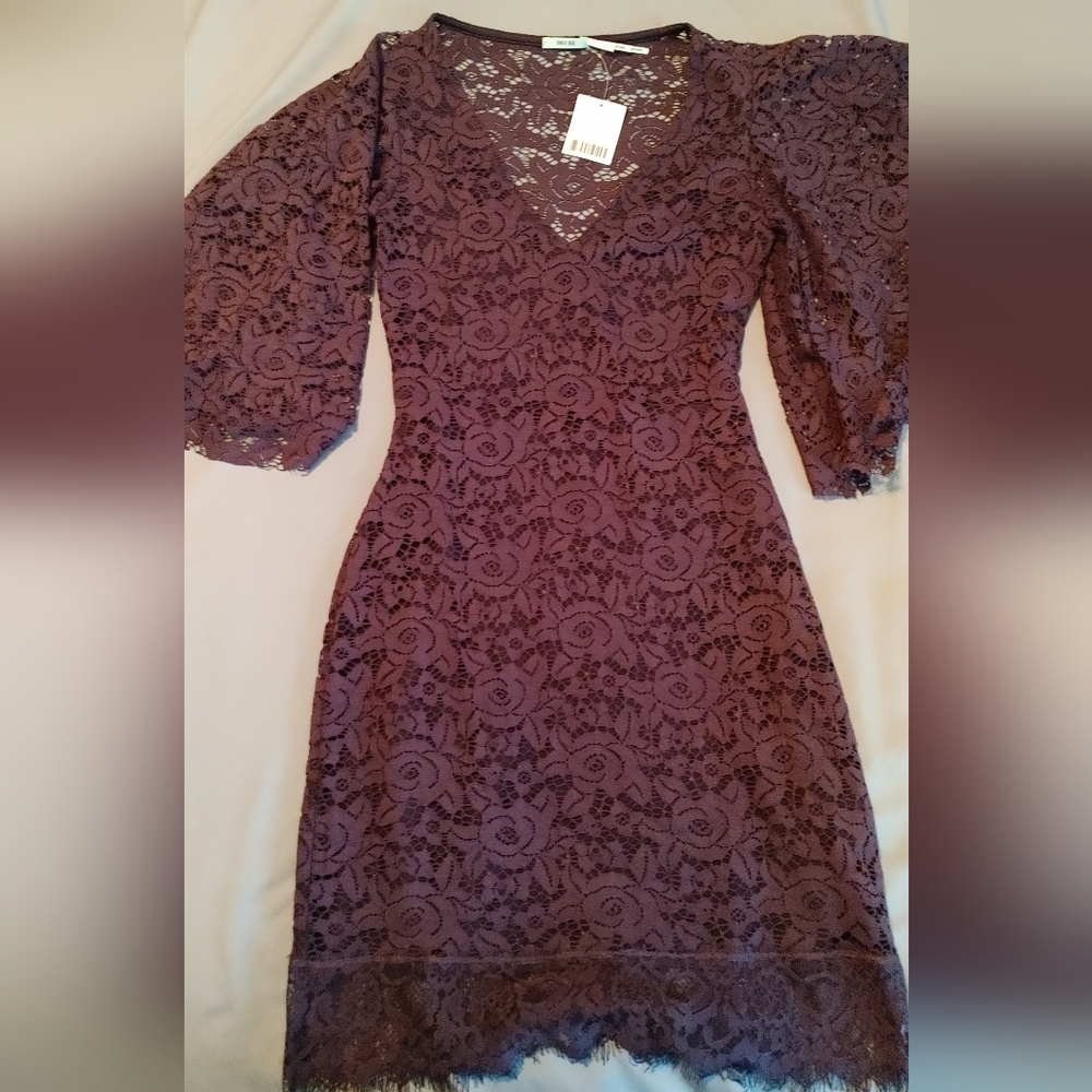 Kimchi Blue Purple Sheath Dress with Puff Sleeves